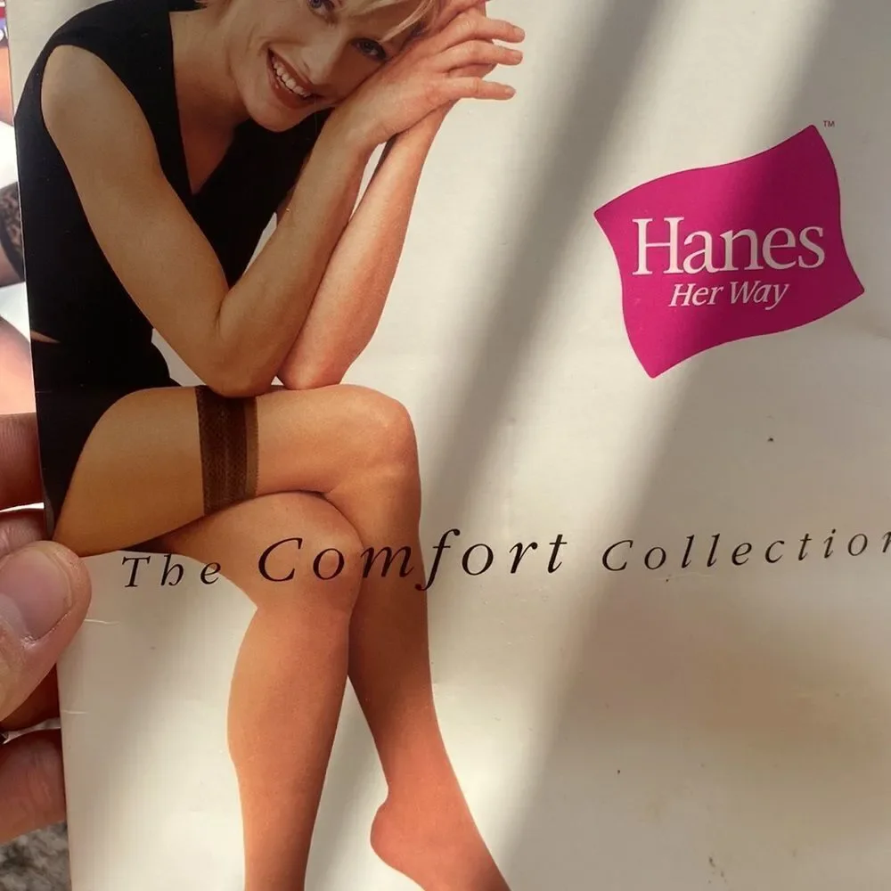 3 VTG Hanes Hosiery Silk Reflections Control‎ Top Pantyhose Sandalfoot size EF